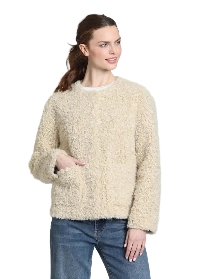 APNY Collarless Toggle Jacket-Vanilla Bean