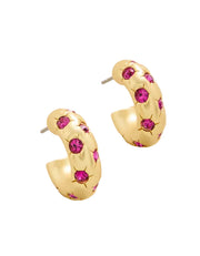 Spartina 449 Chubby Hoop Earrings -Fuchsia/Gold