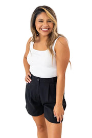 Bella Square Neck Rib Knit Tank Top -White