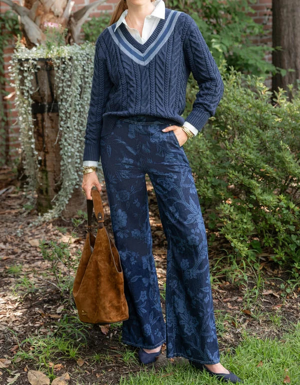 Spartina 449 Cadence Denim Trouser Japonica Floral Denim