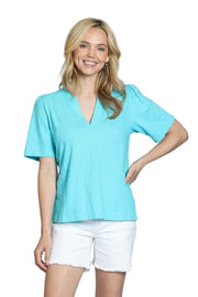 APNY Split Neck Tee w/Short Sleeves -Capri