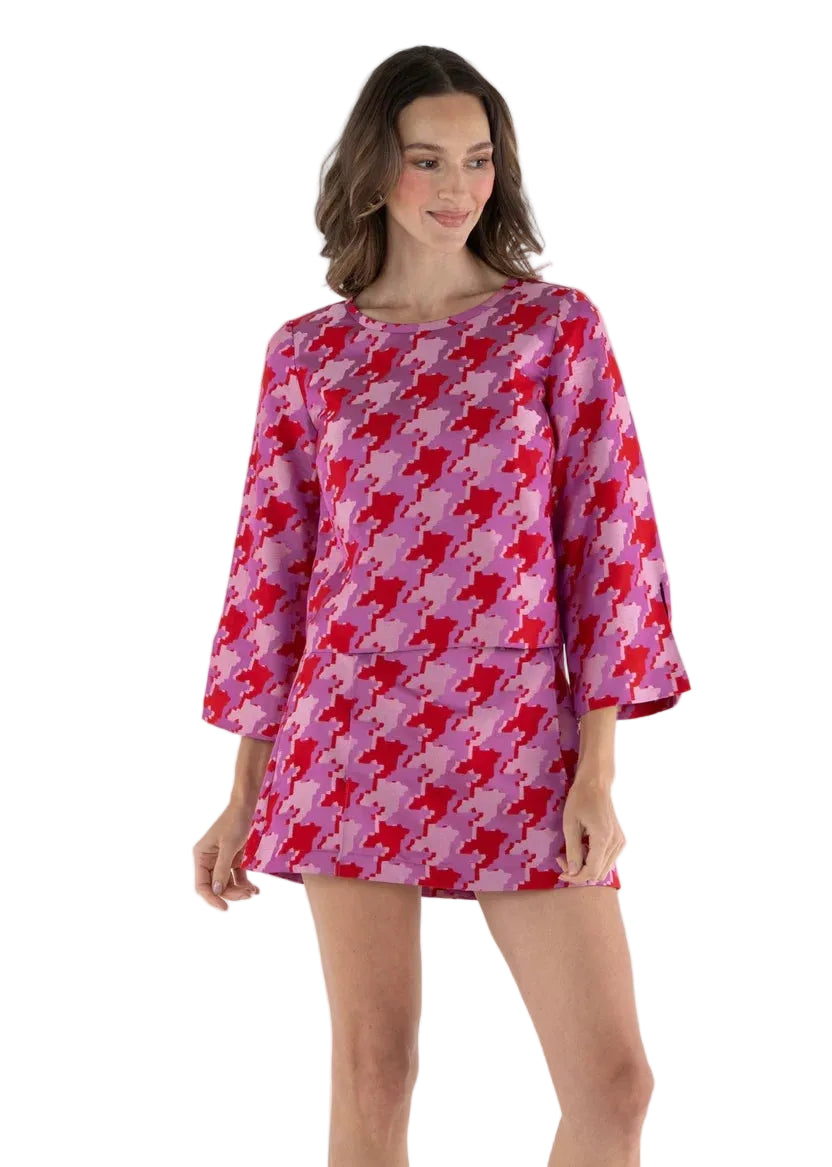 Emily McCarthy Ashley Ann Top-Houndstooth