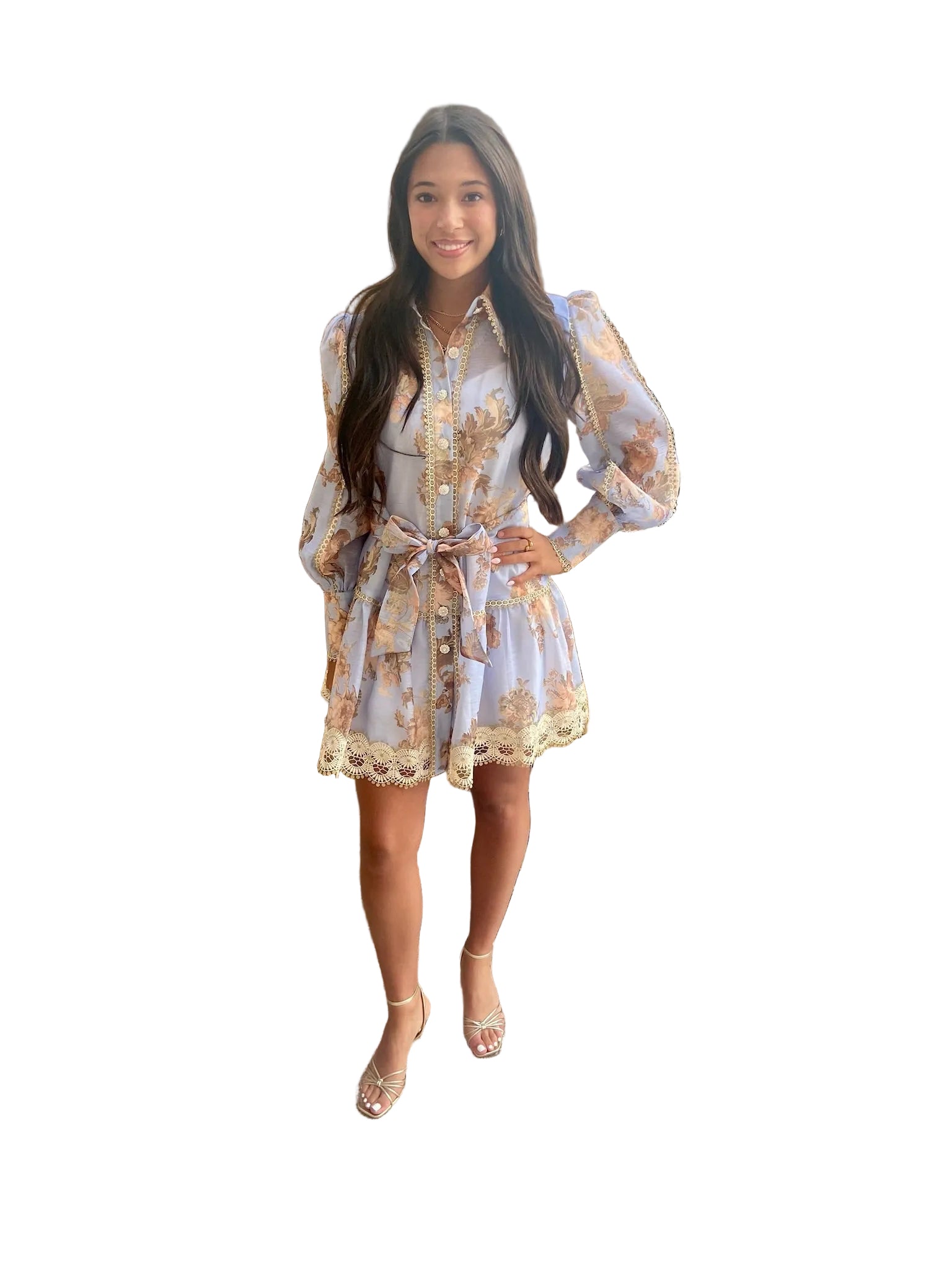 Beulah Lavender Floral and Lace Dress