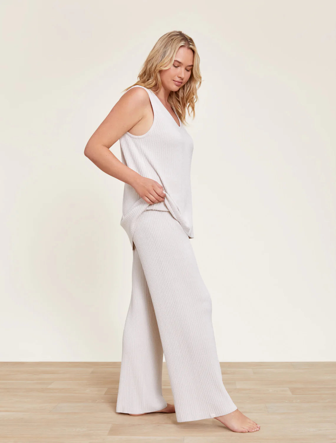 Barefoot Dreams CozyChic Ultra Lite Ribbed Lounge Pant-Stone/Pearl