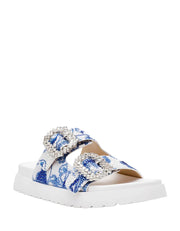 Betsey Johnson Matie Sandal -White Blue Floral