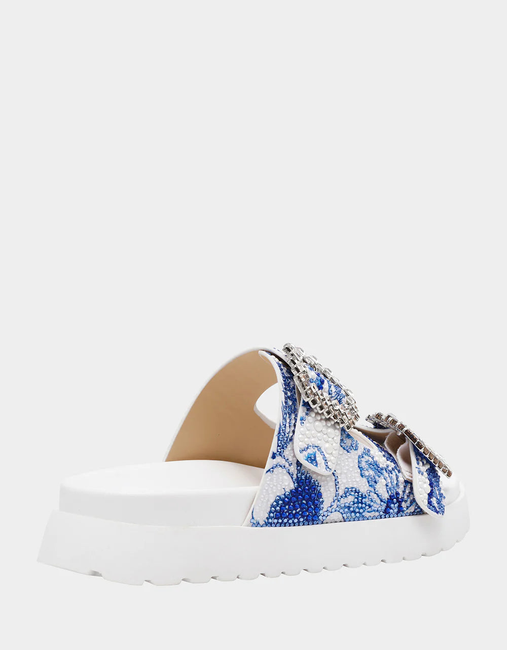 Betsey Johnson Matie Sandal -White Blue Floral