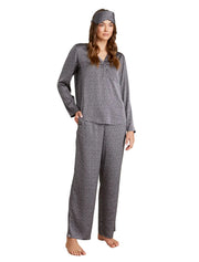 Washed Satin Eye Mask/PJ Set -Dove Gray