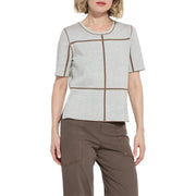 Lysse Odessa Reversible Knit Short Sleeve Tee-Lt. Grey Melange & Subtle Green