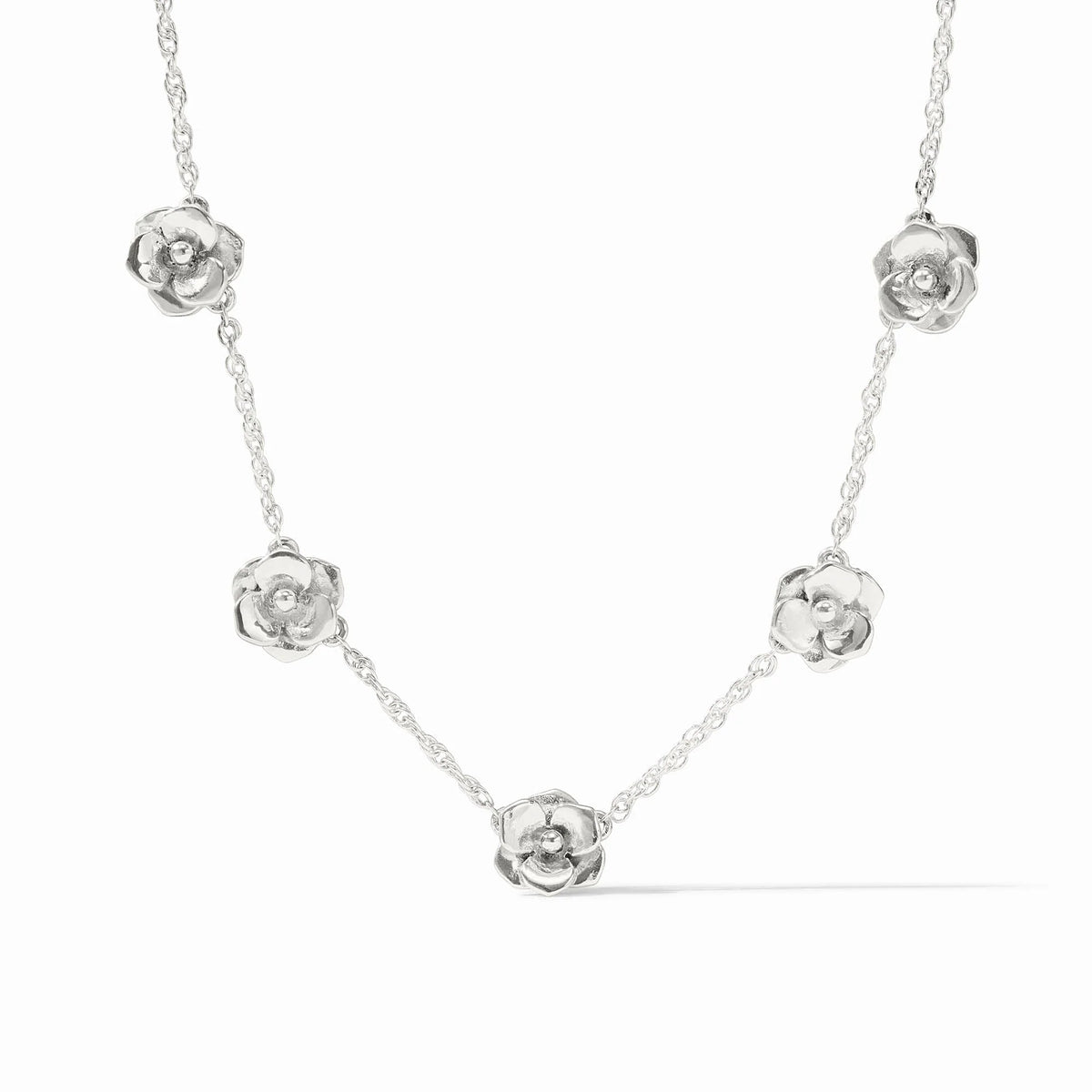 Julie Vos Bloom Delicate Station Necklace-Silver