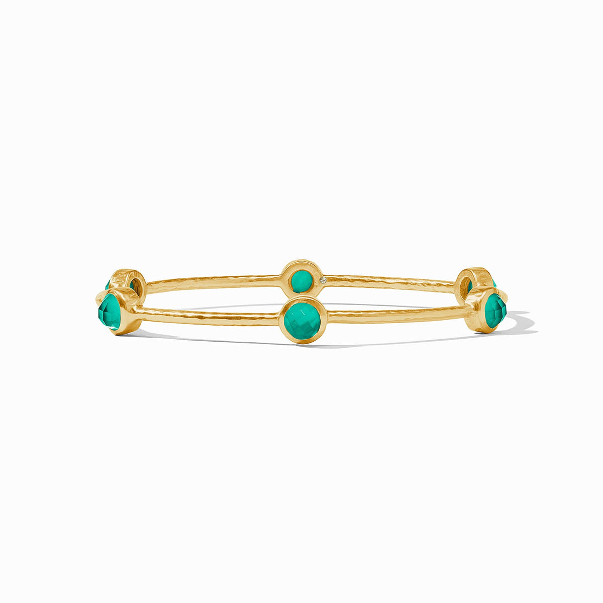 Julie Vos Milano Luxe Bangle-Gold/Iridescent Emerald Green Size M