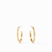 Julie Vos Crescent Stone Hoop Earrings-Gold