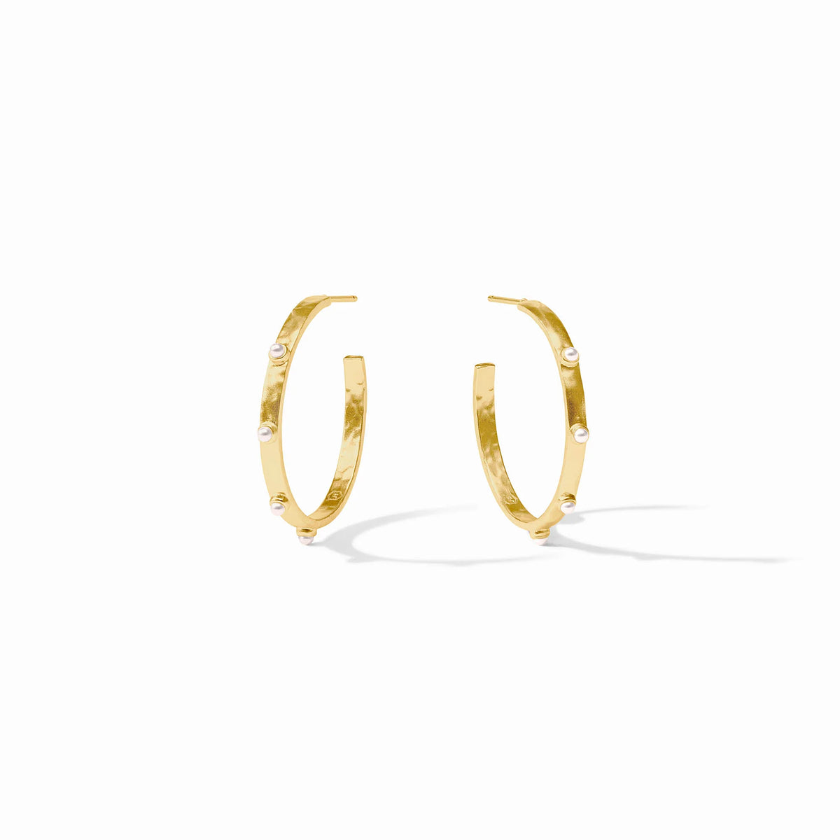 Julie Vos Crescent Stone Hoop-Gold/Pearl