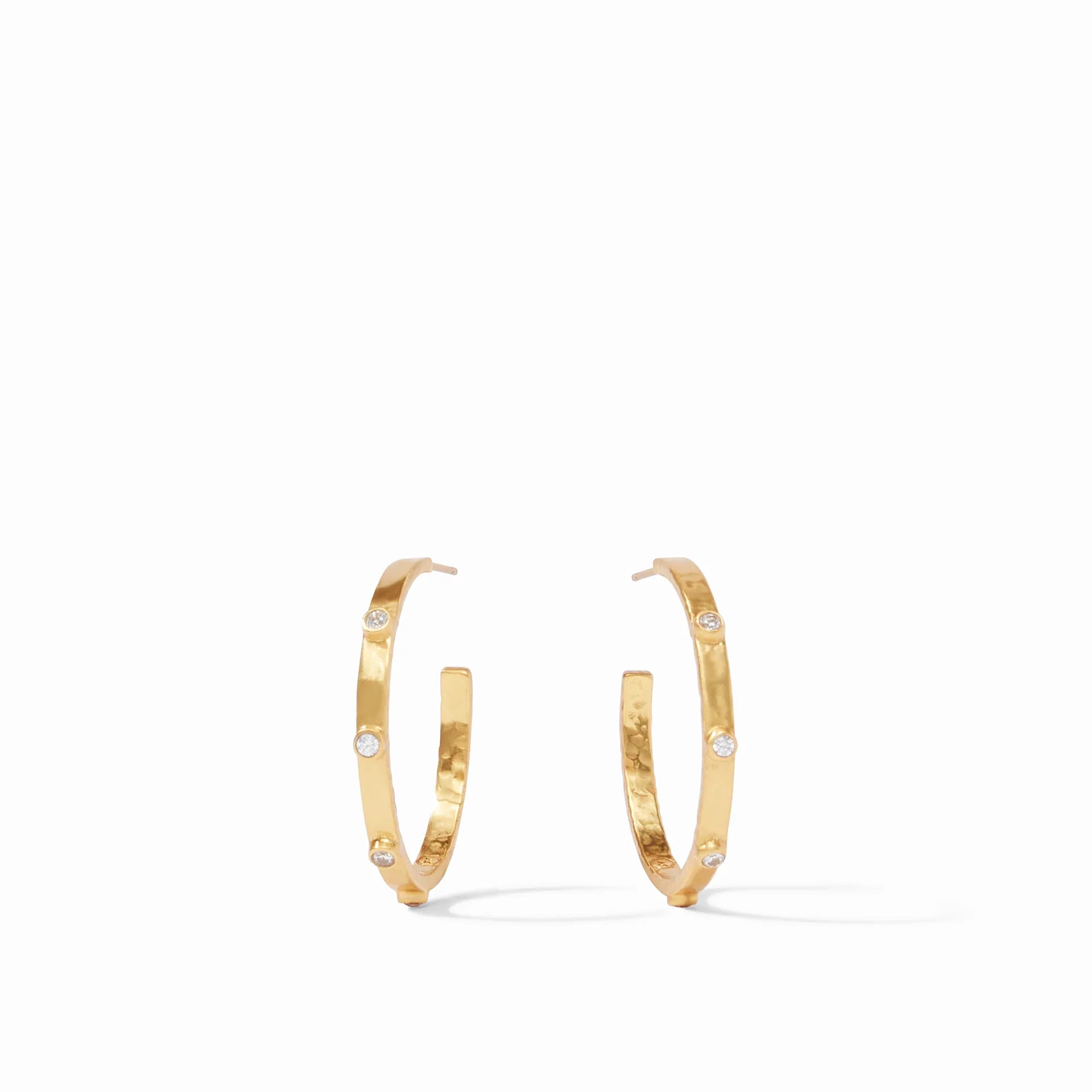 Julie Vos Crescent Stone Hoop Earrings-Gold