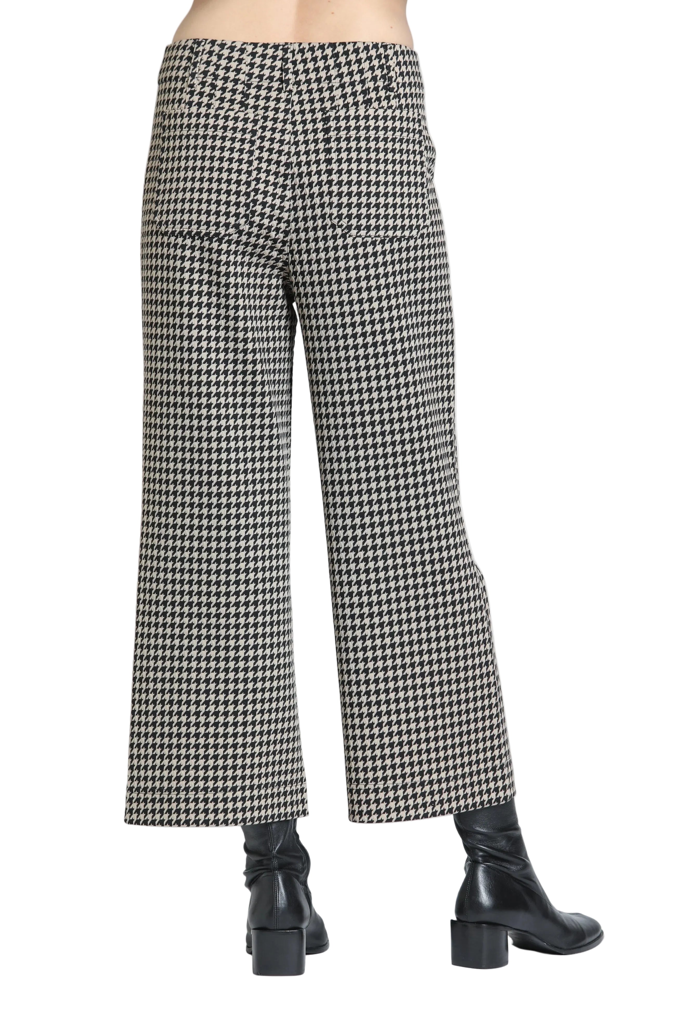 APNY Wide Leg Cropped Patch Pocket Pant-Almond Black