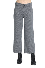APNY Wide Leg Cropped Patch Pocket Pant-Black/White