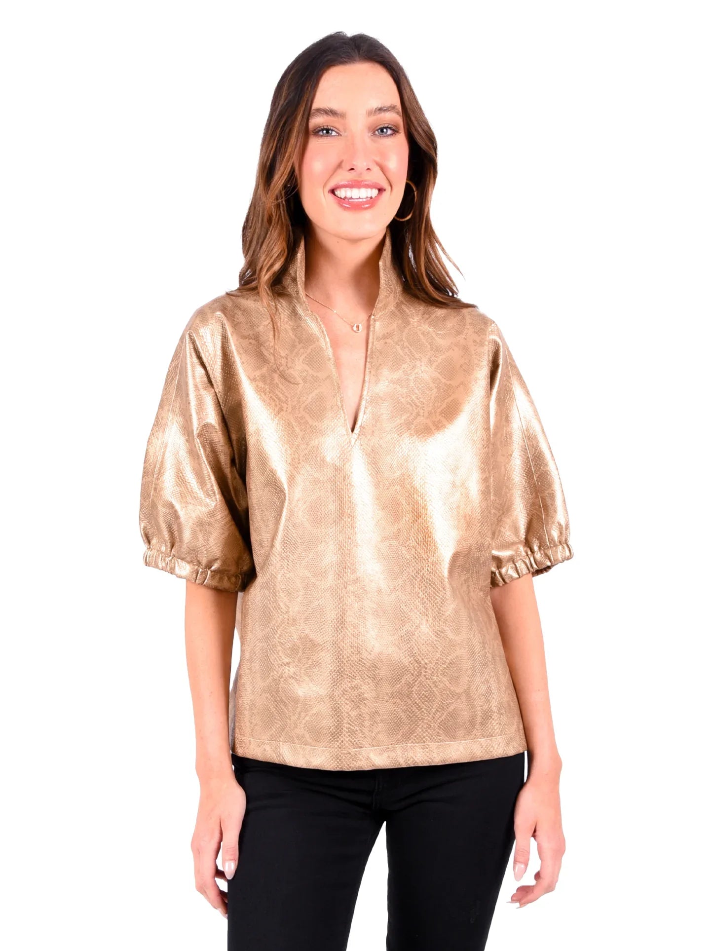 Poppy Top - Python Faux Leather