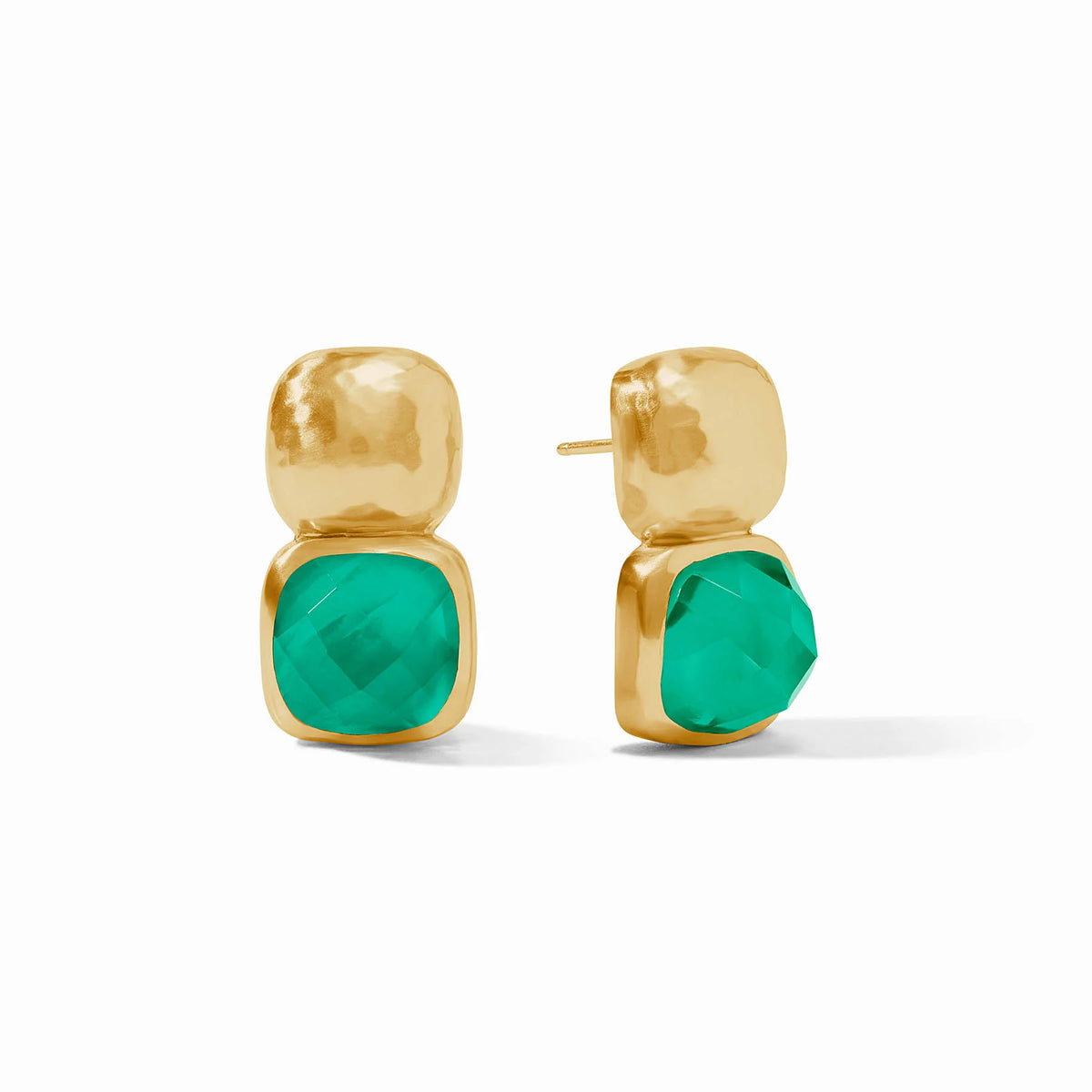 Julie Vos Catalina Earring-Gold/Iridescent Emerald Green