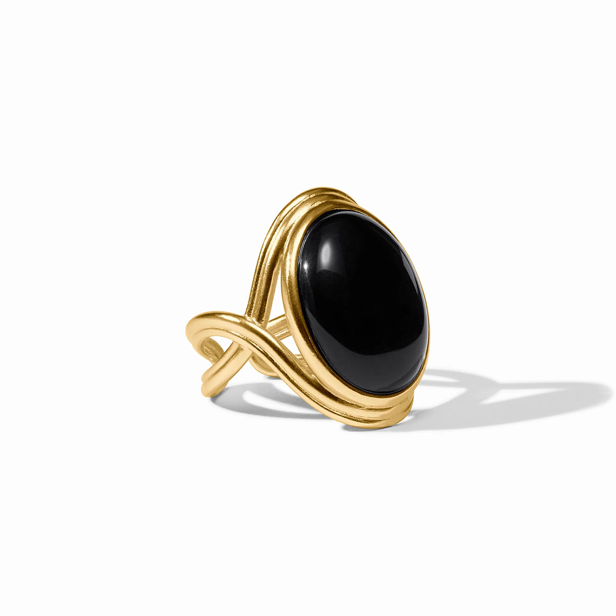 Julie Vos Essex Statement Ring-Gold/Obsidian Black (6/7)