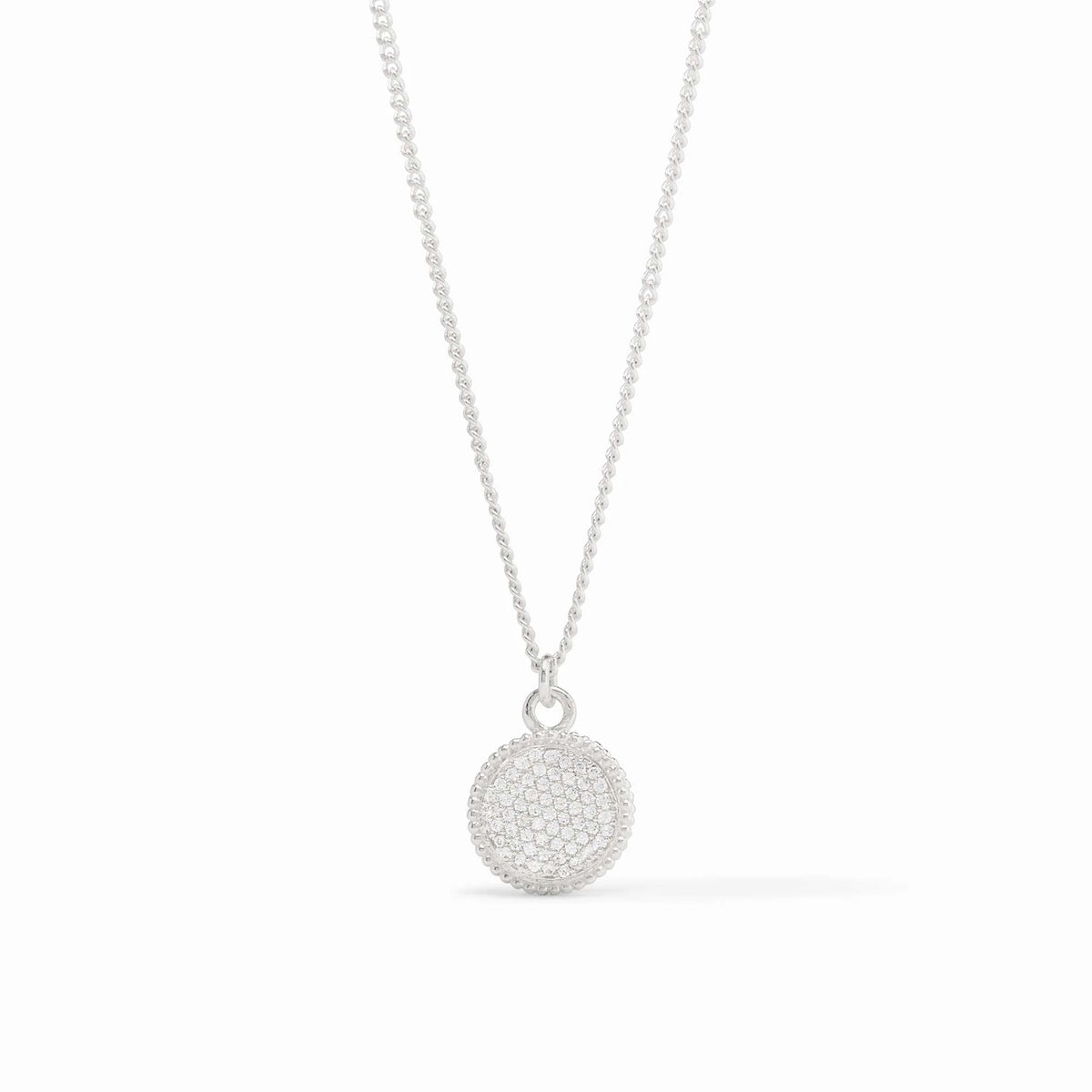 Julie Vos Fleur-de-Lis Solitaire Necklace-Silver/Pave' Cubic Zirconia