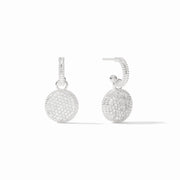 Julie Vos Fleur-de-Lis Hoop & Charm Earring-Silver/Pave' Cubic Zirconia
