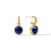 Julie Vos Fleur-de-Lis Hoop & Charm Earring-Gold/Iridescent Sapphire Blue