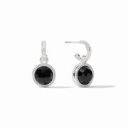 Julie Vos Fleur-de-Lis Hoop & Charm Earring-Silver/Obsidian Black