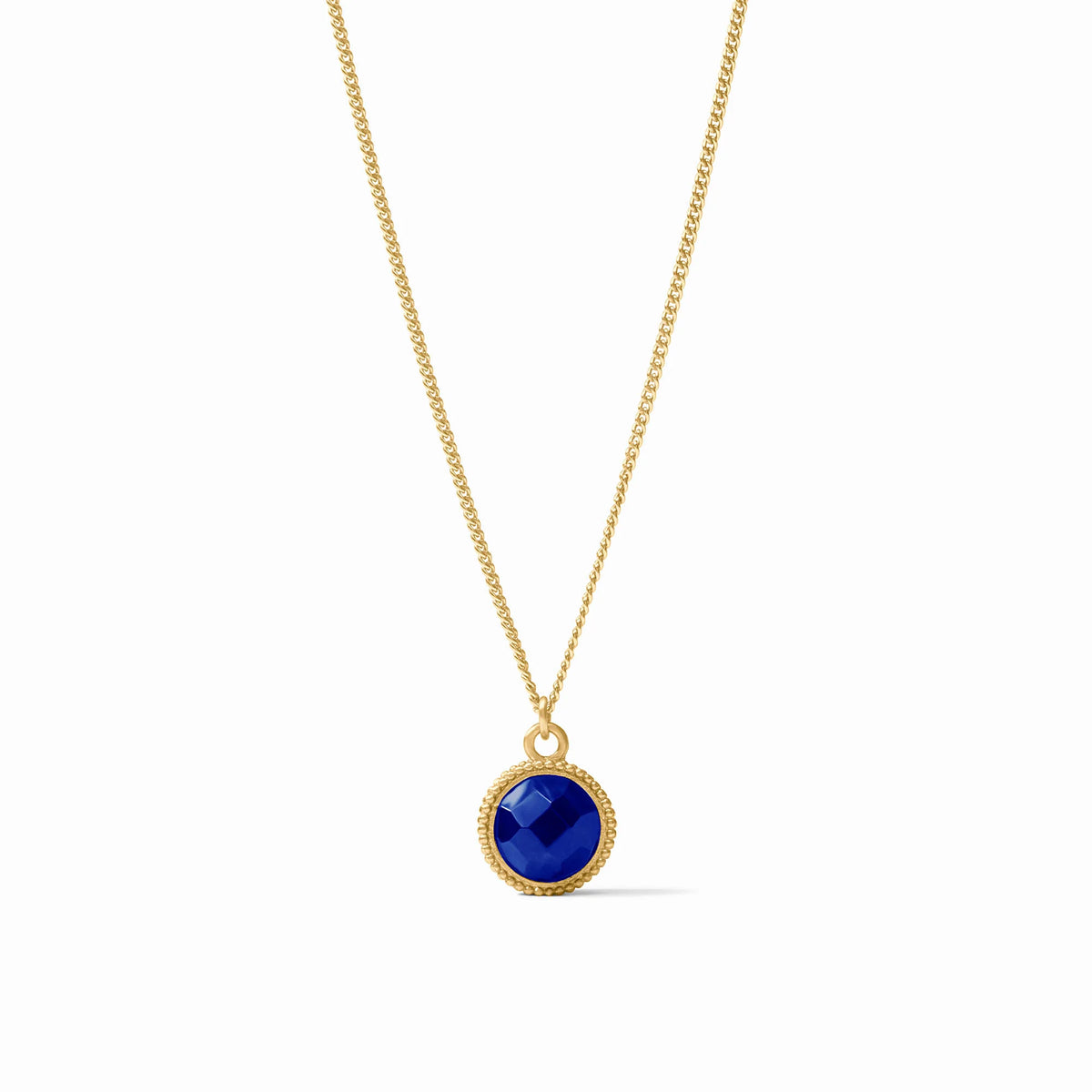 Julie Vos Fleur-de-Lis Solitaire Necklace-Gold/Iridescent Sapphire Blue