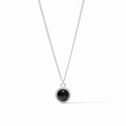 Julie Vos Fleur-de-Lis Solitaire Necklace-Silver/Obsidian Black