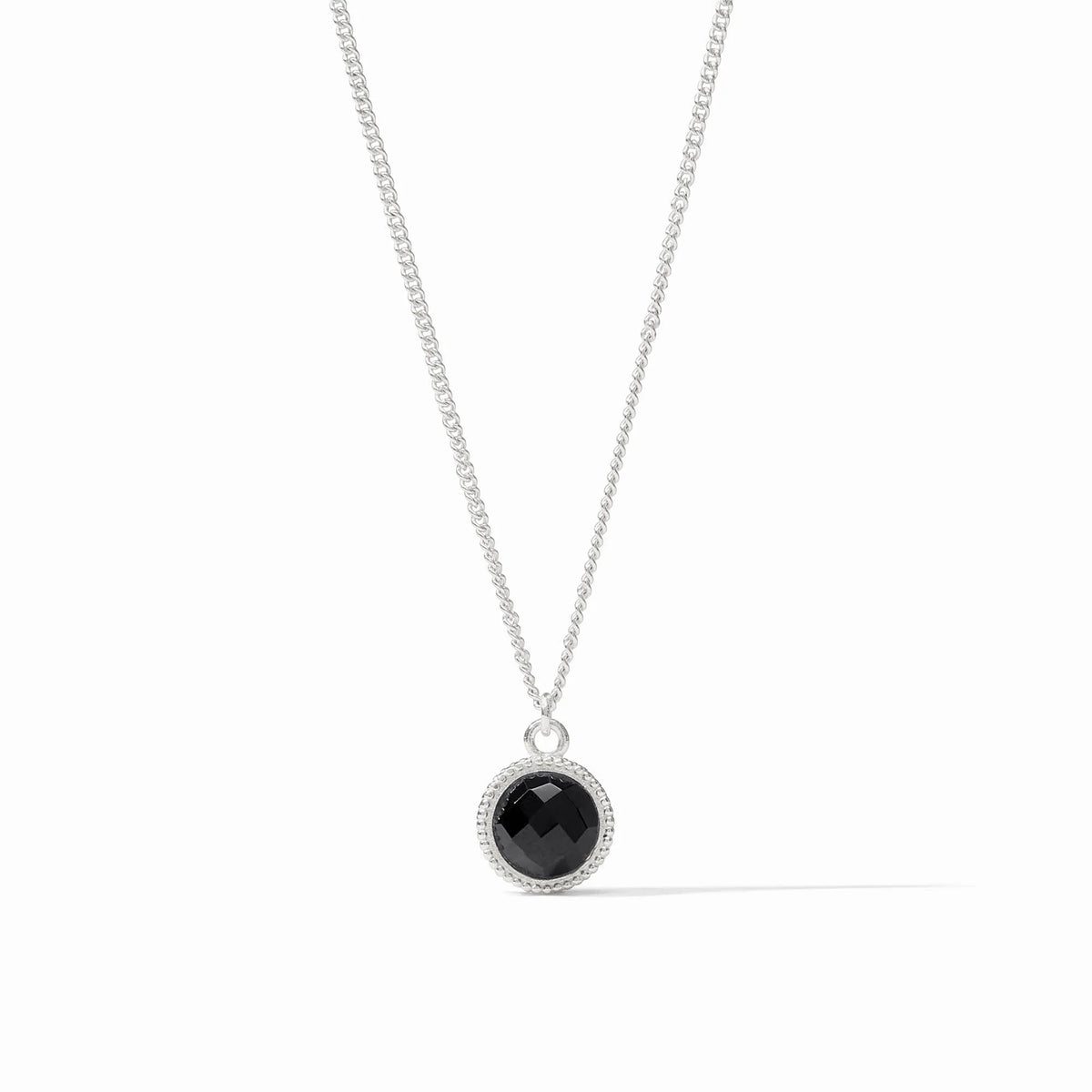 Julie Vos Fleur-de-Lis Solitaire Necklace-Silver/Obsidian Black