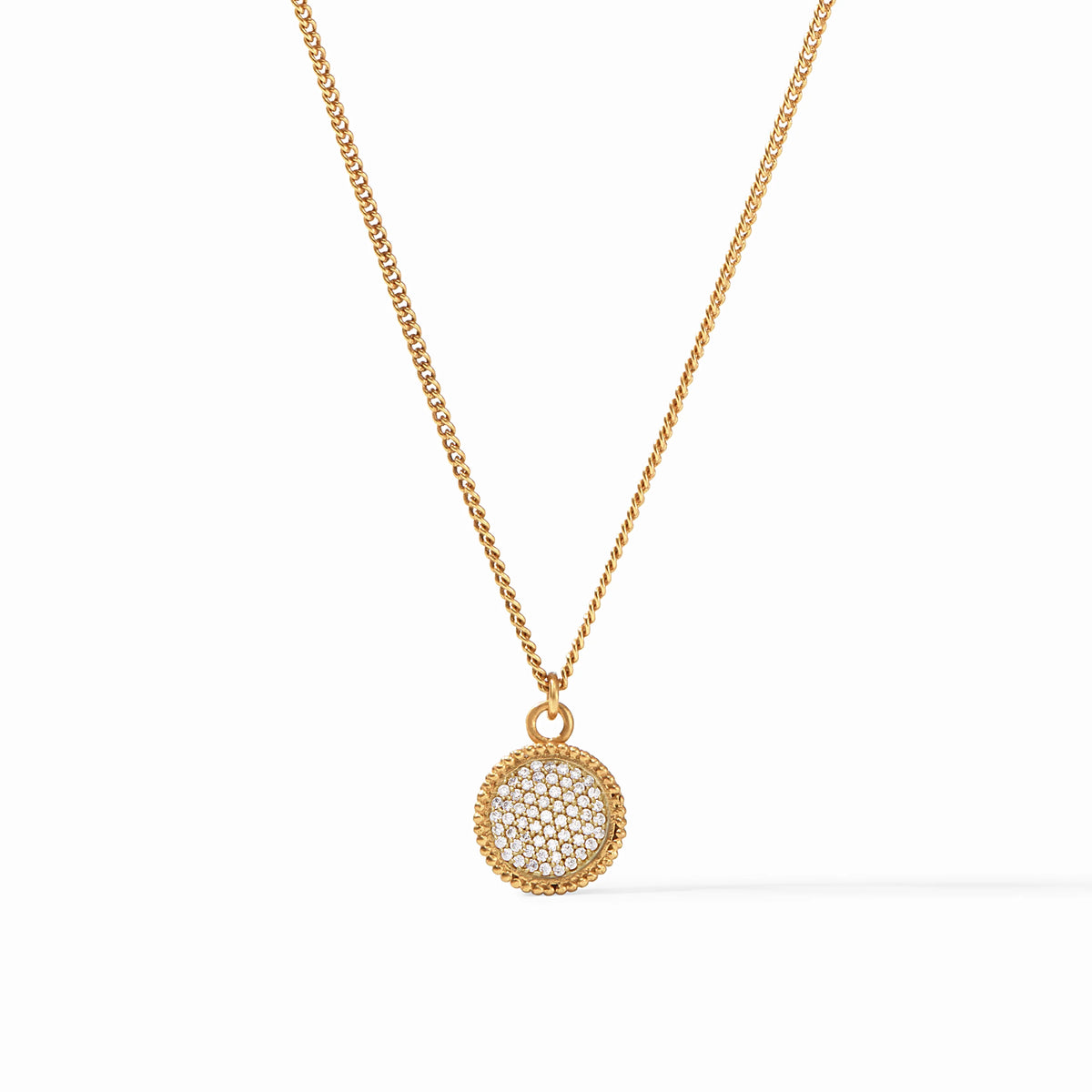 Julie Vos Fleur-de-Lis Pave Solitaire Necklace-Gold