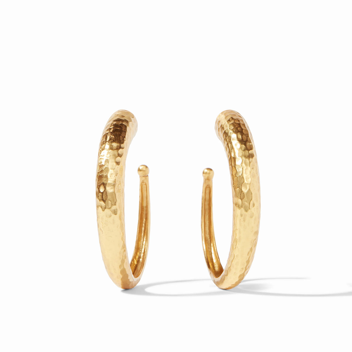 Julie Vos Hammered Hoop Earring-Gold Size L