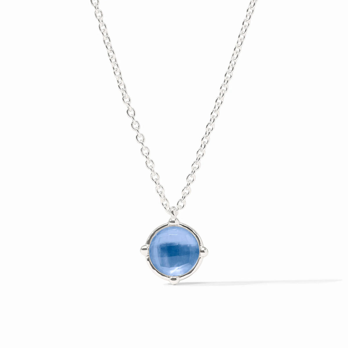 Julie Vos Honeybee Solitaire Necklace-Silver/Iridescent Chalcedony Blue