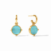 Julie Vos Honeybee Hoop & Charm Earring -Gold Bahamian Blue