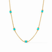Julie Vos Hydra Delicate Station Necklace-Gold/Turquoise Blue