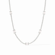 Julie Vos Hydra Delicate Station Necklace-Silver/Pearl