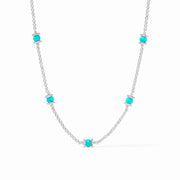 Julie Vos Hydra Delicate Station Necklace-Silver/Turquoise Blue