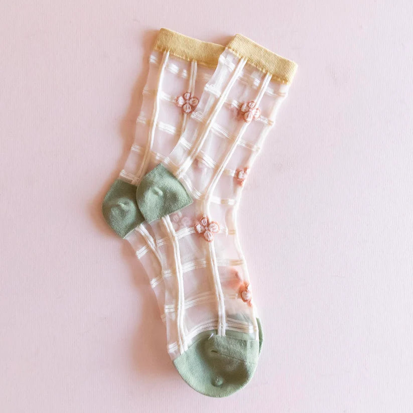 Leo + Lee Glass Socks-Floral Pane
