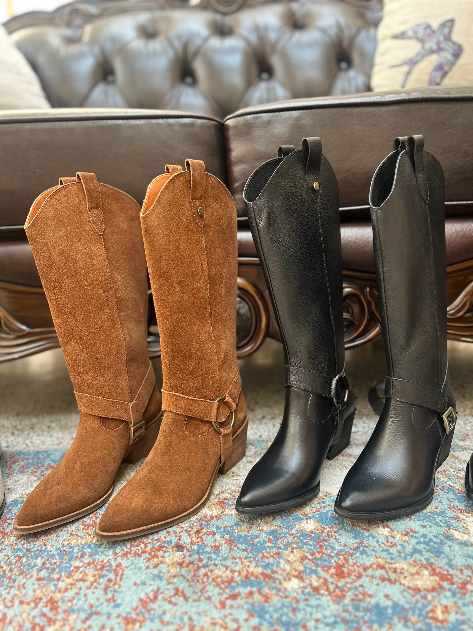 PENELOPE western cowboy convertible boots in brown leather