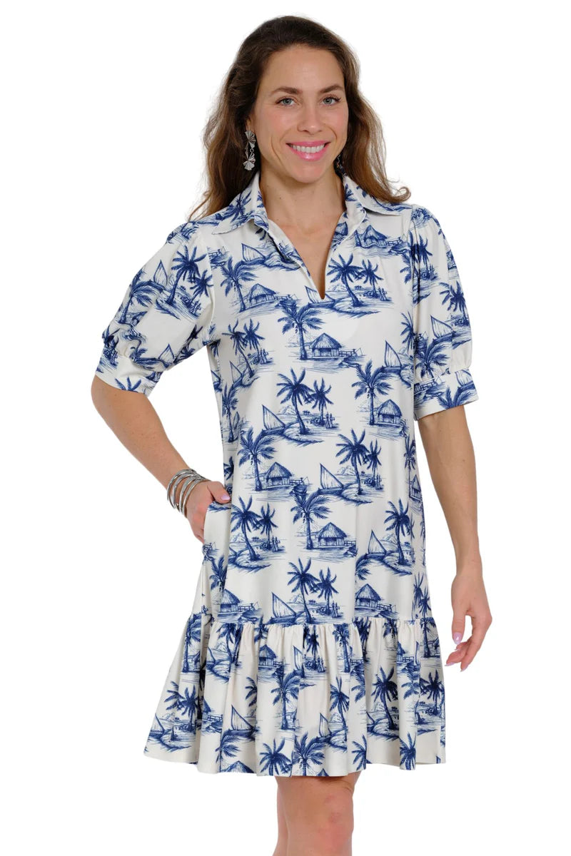 Lior Paris Marie Short Sleeve Dress -Palm Island