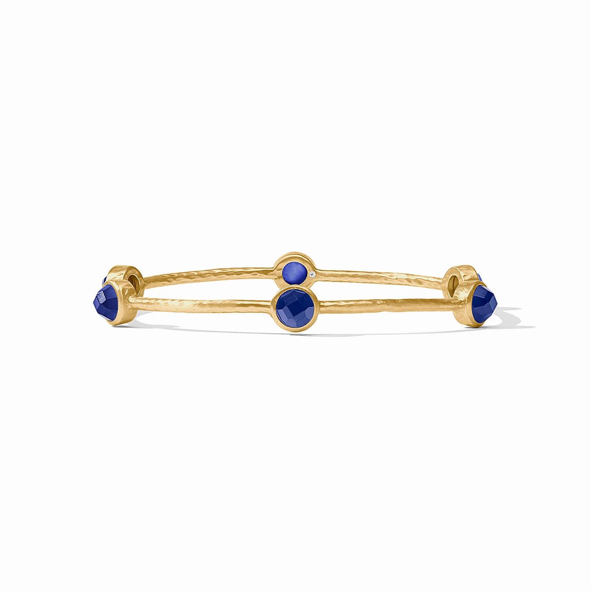 Julie Vos Milano Luxe Bangle-Gold/Iridescent Sapphire Blue Size M