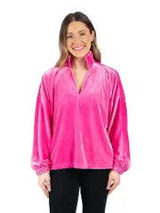 Emily McCarthy Long Sleeve Poppy Pop-Over -Fuchsia Velvet