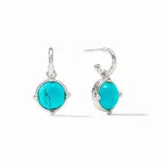 Julie Vos Honeybee Hoop & Charm Earring -Silver/Turquoise Blue