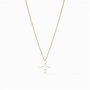 Julie Vos Gumdrop Cross Delicate Necklace -Gold/Pearl
