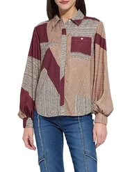 Lysse Anish Elastic Cuff Shirt Blouse-Robust Composition