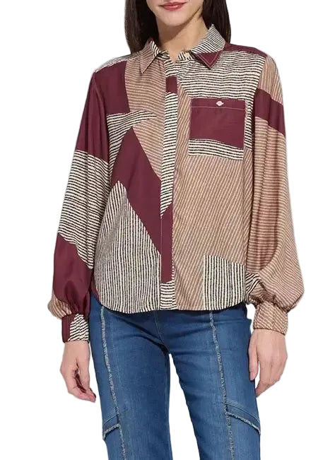 Lysse Anish Elastic Cuff Shirt Blouse-Robust Composition
