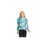 APNY Split Neck Top w/ Smocked Cuffs