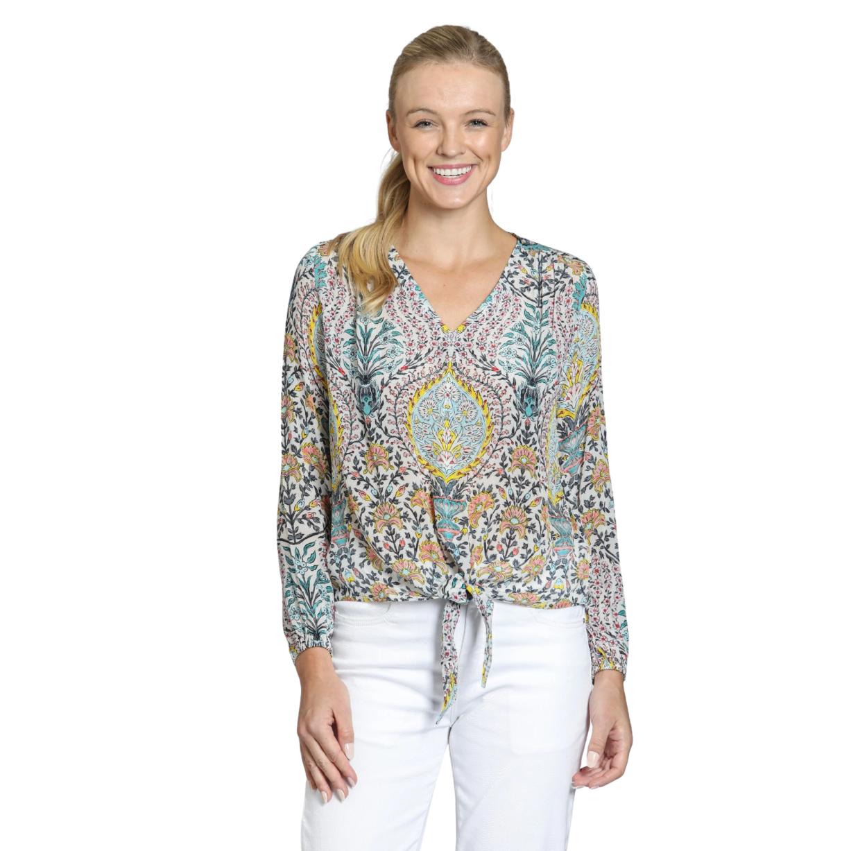 APNY V-Neck Tie Front Top