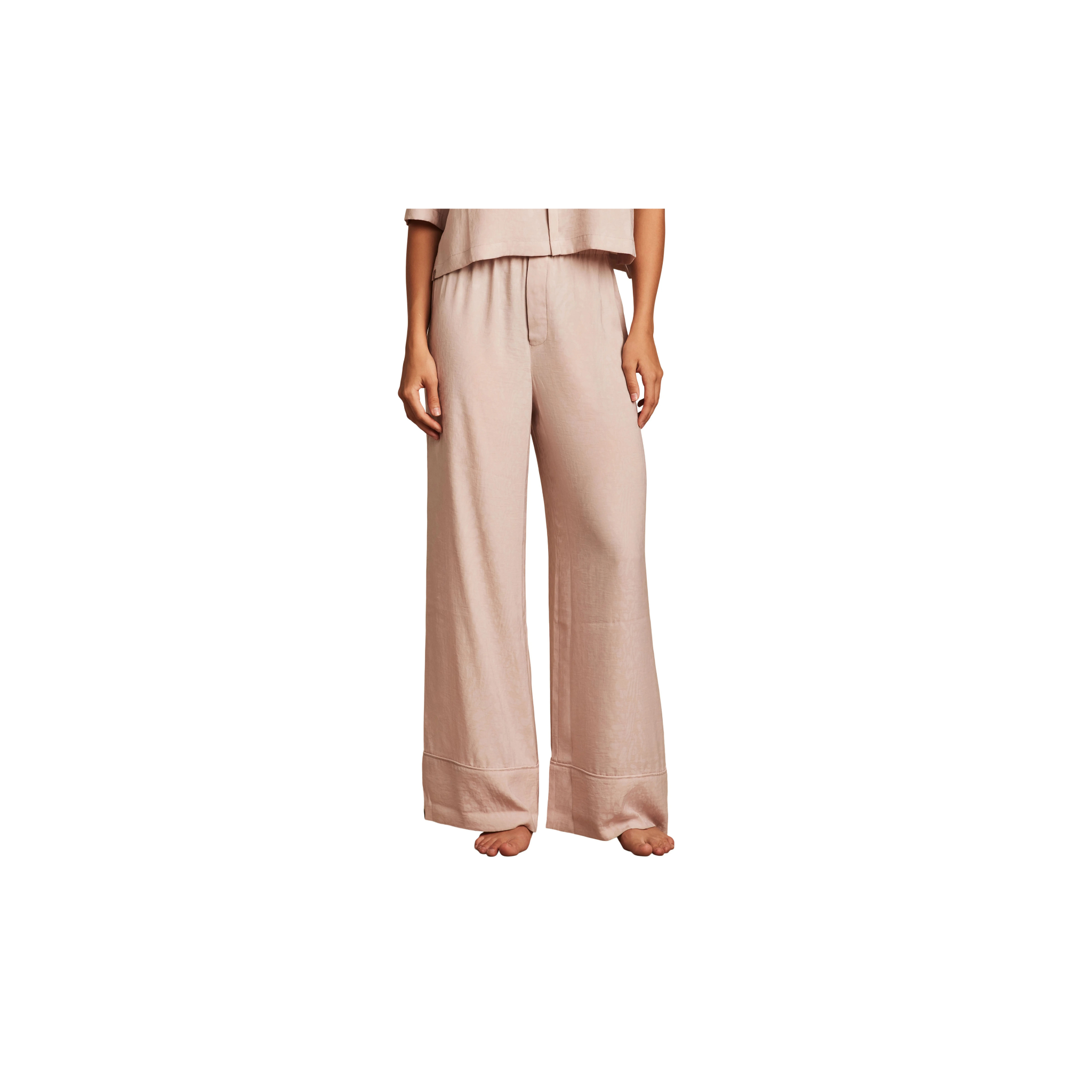 Washed Satin Jacquard Wide Leg Pajama Pants