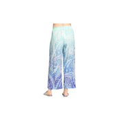 APNY Print Tie Waist Crop Wide Leg Pant Aqua/Purple Multi