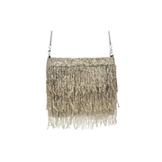 Beaded Fringe Silver Crossbody Bag